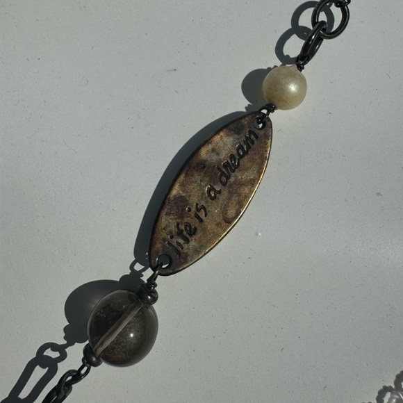 Vintage 90s Y2K Gothic Floral Beaded Inspirational Long Necklace - Picture 6 of 13